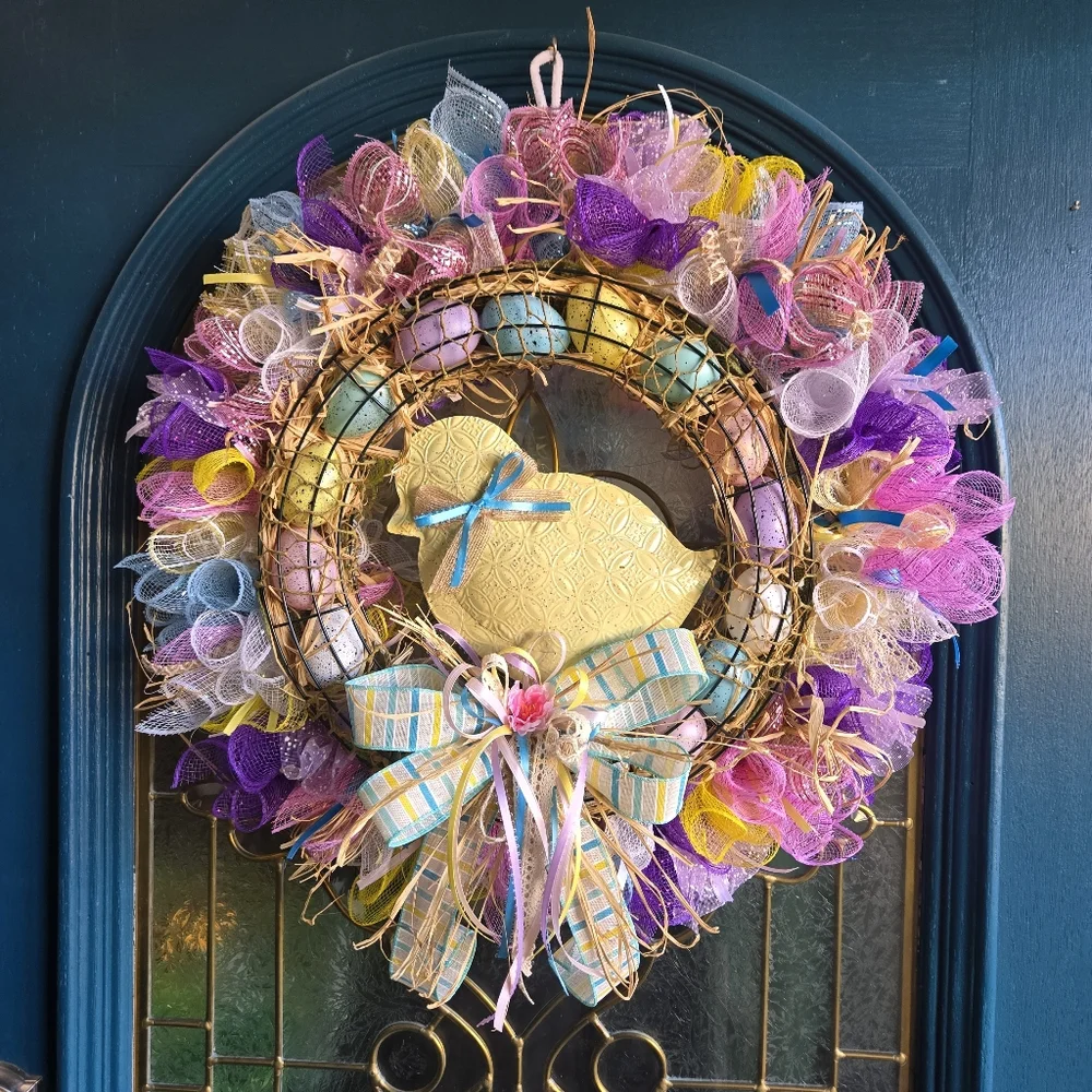 Chick & Eggs Springtime Wreath